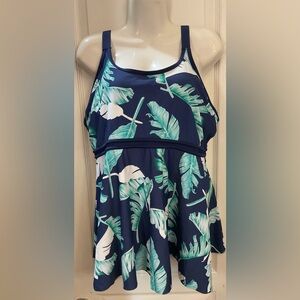 Tropical Leaf Print Tankini Top